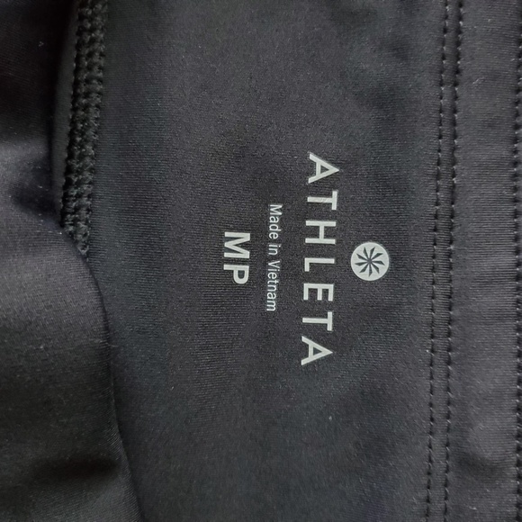 Athleta Black Race Striped Leggings. Size medium petite. - Picture 5 of 5